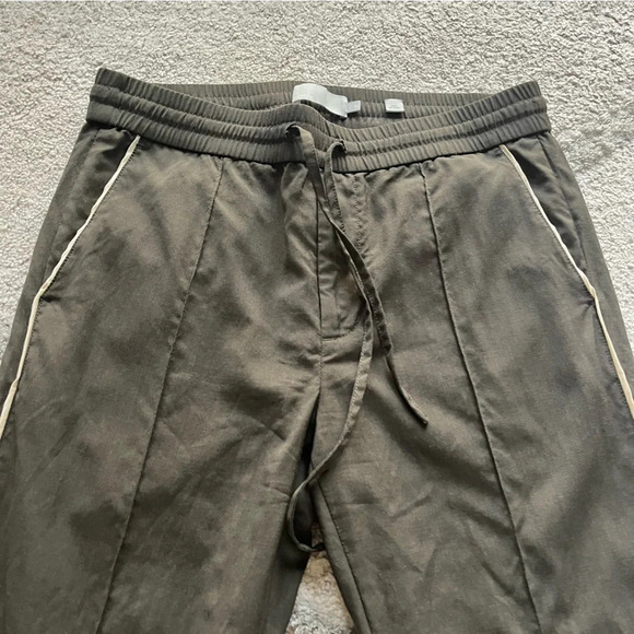 Vince wool pull on trouser pants casual stripe pull on drawstring green small - Picture 7 of 12